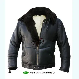 Männer Flug Aviator B3 Parka Bomber jacke Distressed Schaffell Pilot FOX Pelz RAF B7 Jacke