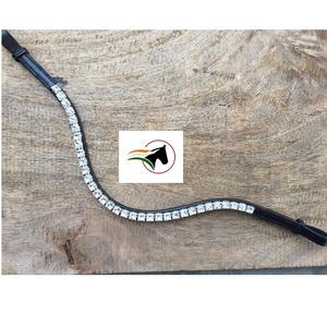 Banda para la Cabeza de Caballo de 8 mm con Piedras de Ópalo Blanco y Cierre de Velcro, Banda Profesional para Brida de Carreras Inglesas, Equipo Ecuestre de Cuero Premium - Product Image 2