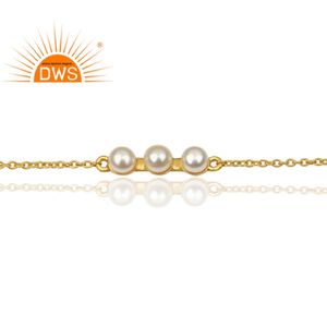 Bracelet de perle en pierre précieuse pour femmes, modèle de créateur, en argent Sterling 925, 14 carats, chaîne, coloris or - Product Image 2