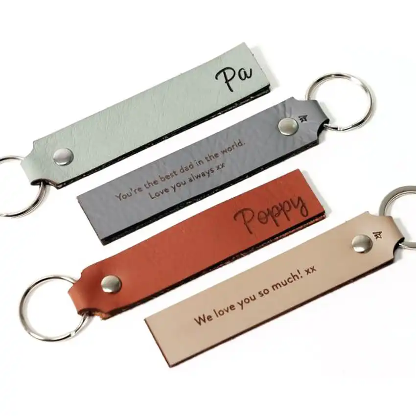 Giveaway Custom Debossed Logo Promotional Brand Giveaway Vegetable Tanned Leather Keychain