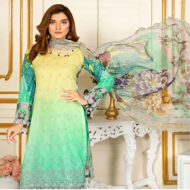 pakistani suits Cotton / Lawn shalwar kameez design for women high quality dress Embroidered Cotton / Lawn Suits