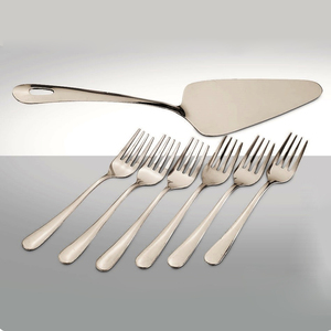 Servidor de pastel de acero inoxidable con tenedores Servidor de pastel y juego de tenedor Juego de tenedor de acero inoxidable Servidor de pastel de 7 piezas - Product Image 1