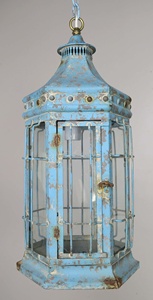 New Handmade Decorative Blue Painted Shaped <b>Lantern</b> With Original <b>Glass</b> for Indoor and Outdoor Home Decoration in Best Quality - Product Image 6