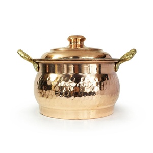 Handgemaakte Hand Gehamerd Koperen Turkse Braadpan Pot, Kookpan, Stewpot, Soep Pot Met Deksel