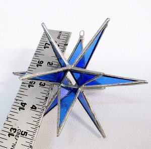 Adorno de árbol de estrella azul moraviar, hecho a mano, novedad - Product Image 3