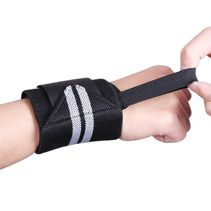 Precio de fábrica ajustable Nylon gimnasia Fitness ejercicio muñequeras cómodo duradero con logotipo personalizable - Product Image 1