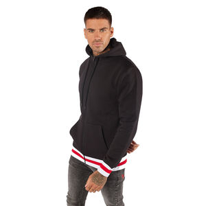 Pull à capuche de haute qualité pour hommes, style Streetwear noir avec design personnalisé, côtes doublées et manchettes, approvisionnement OEM - Product Image 4