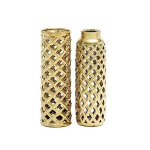 Vase de couleur or imprimé de logo personnalisé fait à la main classique unique moderne élégant vases en laiton en forme de tuyau de décoration florale - Product Image 1