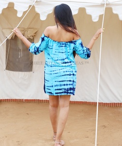 Nouvelle tunique de plage en Viscose imprimée pour femmes, à épaules dénudées, vêtements de styliste, Batik, - Product Image 3