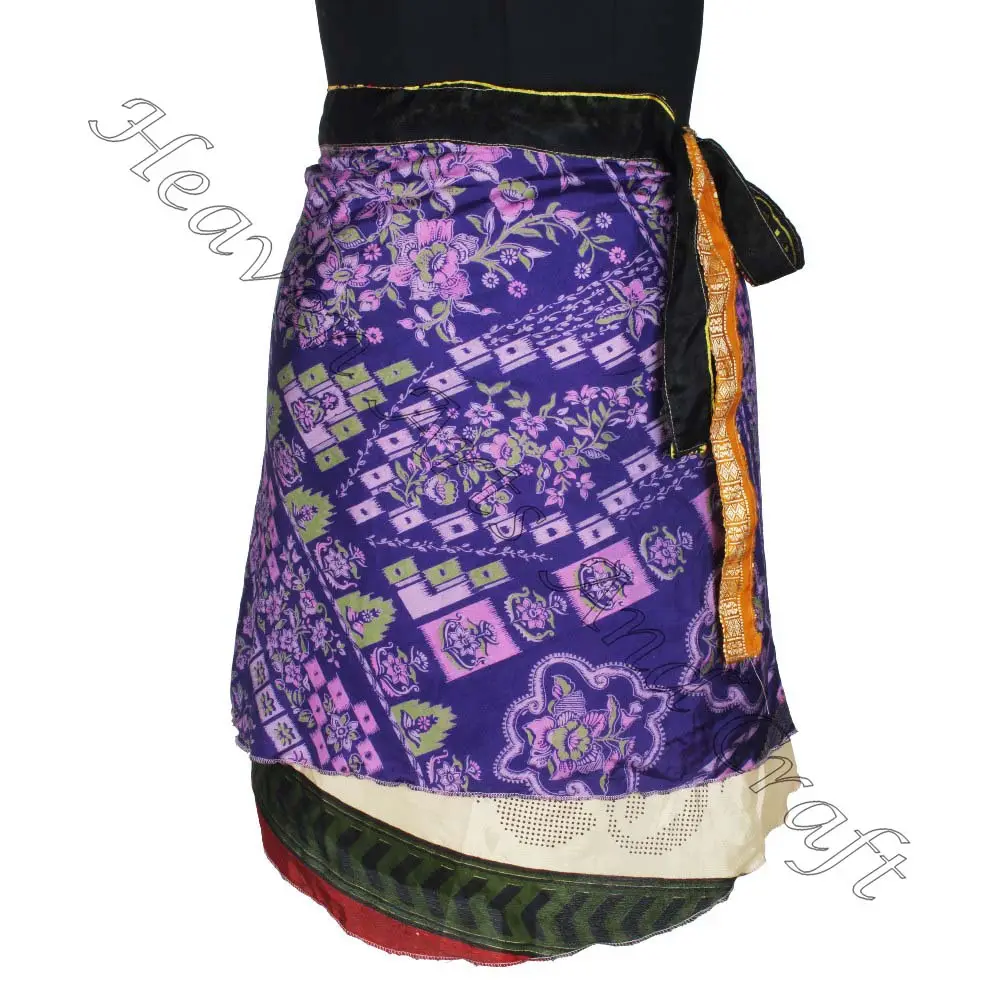 Minifalda de seda Reversible, venta al por mayor, desde la India