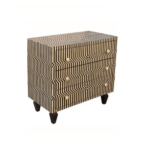 Diseño único personalizado 6 cajones Mesa brillante hueso incrustaciones acabado esquina Mesa mesita de noche - Product Image 1