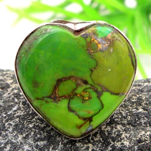 Newest Heart Shape Purple, Green, Blue Copper <b>Turquoise</b> Gemstone Handmade Gemstone 925 Sterling Silver Jewelry <b>Ring</b> - Product Image 2