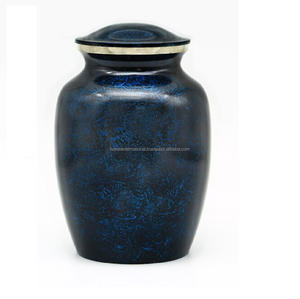 Urnes funéraires en laiton de haute qualité et classiques avec gravure urnes funéraires en métal fini étain et marbre bleu pour cendres humaines - Product Image 4