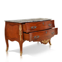Buffet de commode en bois massif, 2 tiroirs, haut classique, marbre