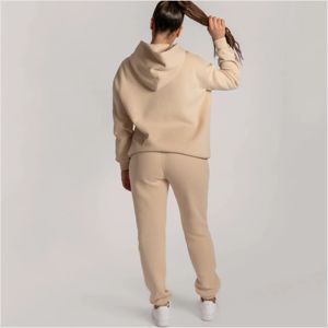 เสื้อสวมหัวผ้าฝ้ายขนแกะแบบเรียบมีฮู้ดสำหรับผู้หญิง,โลโก้แบบกำหนดเอง - Product Image 5