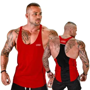 New Arrival Men Pure Color Fitness Cotton Vest Bodybuilding Stringer Gym Tank Tops Men Boy Gym Fitness Vest Tank Top