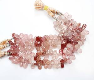 Cuentas sueltas con forma de pera facetada de cuarzo fresa Natural 8x12MM a 9x16MM piedras preciosas de alta calidad para joyería 9 pulgadas - Product Image 2