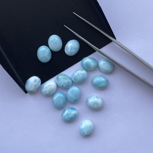 Cabujón semiprecioso suelto ovalado liso de piedra Larimar azul Natural de 8mm y 10mm de proveedor de piedras preciosas a precio de fábrica al por mayor - Product Image 5