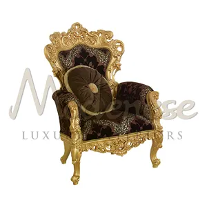 Full Gold Leaf Klassischer italienischer königlicher Throns essel 100% hand gefertigt in Italien von MODENESE INTERIORS