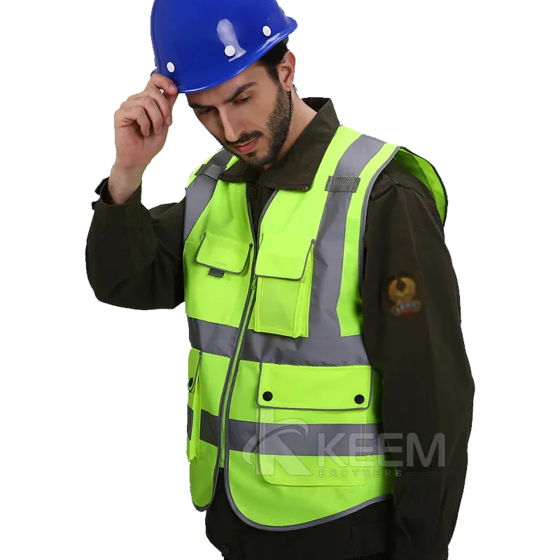 Safety vests Multi Pocket High Visibility Work Reflective Vest For Men Construction Reflective Traffic Road Working Vests