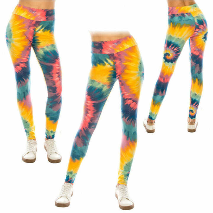 2 Piece Yoga Womens Set Stripe Fitness Workout  Leggings GymSets Seamless Ribbed Tie Dye Printing