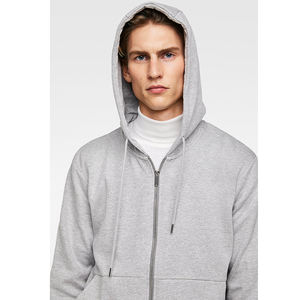 Grey Coat Pant Slim Fashion <b>Men's</b> Jogging 2 Piece Pullover pockets Workout Sportswear Zipper Cotton Fleece Tracksuit - Product Image 3