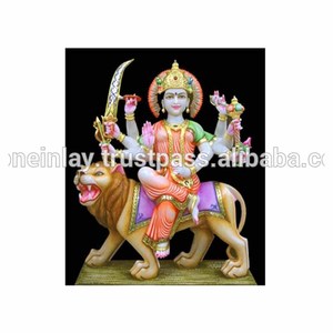 Statue Durga Maa en marbre blanc, objets exclusifs - Product Image 1