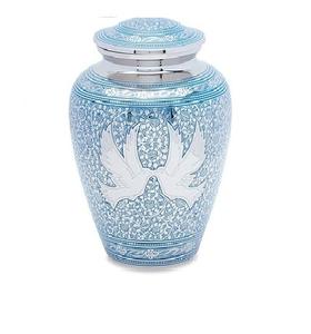 Elegante azul clásico 200LBS capacidad Metal cremación urna adultos cenizas humanas para nicho columbario azul elegante urnas para funerales - Product Image 4