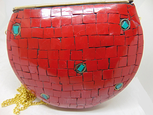<b>Wedding</b> Evening <b>Clutch</b> Women's Bag 2022 Hot Sale Red Color Hamsa Popular Party Light Handbag Handmade Fashionable Style Metal - Product Image 2