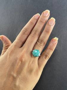 แหวนเงินแท้ 925 ประดับอเมซอนไนต์ทรงหกเหลี่ยม ขนาด 12x12 มม. คุณภาพสูง ดีไซน์เหลี่ยมเพชรพลอย สีเขียว เหมาะสำหรับงานแต่งงาน ใช้ได้ทุกวัน แหวนสวยหรูสำหรับทุกเพศ - Product Image 2