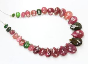 Tourmaline naturelle à facettes multiples perles en vrac taille poire 6 pouces pierre et brin de pierres précieuses pour la fabrication de bijoux - Product Image 2