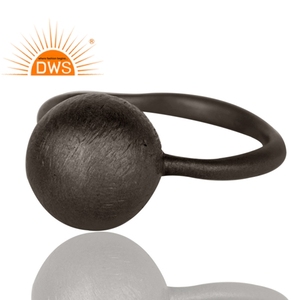 Anillo oxidado negro para niñas, joyería de moda, venta al por mayor, con cepillo terminado, joyería de plata de ley sólida - Product Image 2