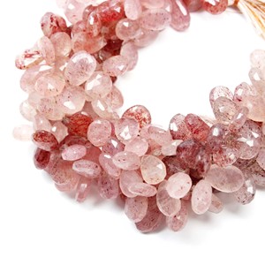 Cuentas sueltas con forma de pera facetada de cuarzo fresa Natural 8x12MM a 9x16MM piedras preciosas de alta calidad para joyería 9 pulgadas - Product Image 6