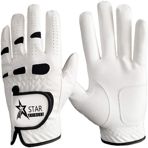 Gants de Golf pour femmes de qualité supérieure 1 paire blanc noir respirant anti-dérapant en cuir PU droite gauche main appropriée haut accessoires de golf - Product Image 2