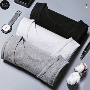 Wholesale Summer Pure Cotton <b>Vest</b> <b>Men's</b> Large Round Neck Loose Sleeveless tank Tops - Product Image 5