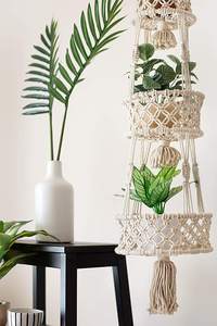 Macramé colgante de 3 niveles, cesta de fruta para cocina o decoración Bohemia - Product Image 5