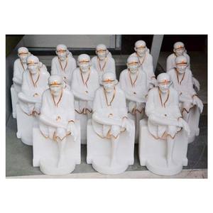 Statue de saï baba en pierre blanche, nouveau, - Product Image 1