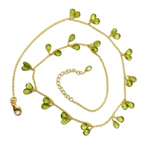 Collar de piedras preciosas de peridoto único de moda de Plata de Ley 925, cadena de eslabones ajustable de 45 CMS, Joyería de diamantes de moda - Product Image 1