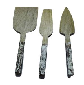 Ensemble de 3 couverts à fromage, manche en bois d'écorce, ensemble de couverts à fromage en bois, fourchette à fromage, cuillère, cadeaux de fête, cuisine, mariage, Noël - Product Image 3