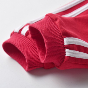 Baby Girls Cotton Tracksuit Set With Star Print Zipper Jacket And Red Joggers Casual Spring Outfit For Infants - Product Image 5