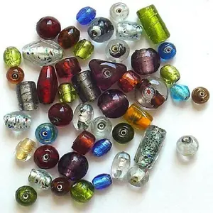 制造商银箔花式珠子混合彩色玻璃珠DIY松散珠子用于珠宝制作