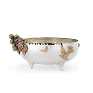 Bol décoratif rond classique en forme de patte de poule, base plaquée or métallique, pour servir des aliments, des fruits, du chocolat - Product Image 6