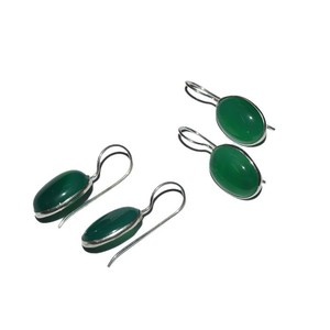 <b>Green</b> Onyx Round <b>Earrings</b> - Product Image 1