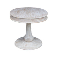 Table à manger ronde contemporaine faite à la main, réglable en hauteur, finition antique, base en bois massif, meubles pour la salle à manger