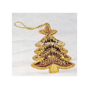 Zari-adornos decorativos de alta calidad con forma de árbol de Navidad, adornos colgantes para Festival - Product Image 1
