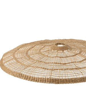 Pantalla de Lámpara Redonda Plana de Pasto Marino, Decoración Navideña Ecológica Hecha a Mano, Producto Natural de Lujo Hecho en Vietnam - Product Image 3