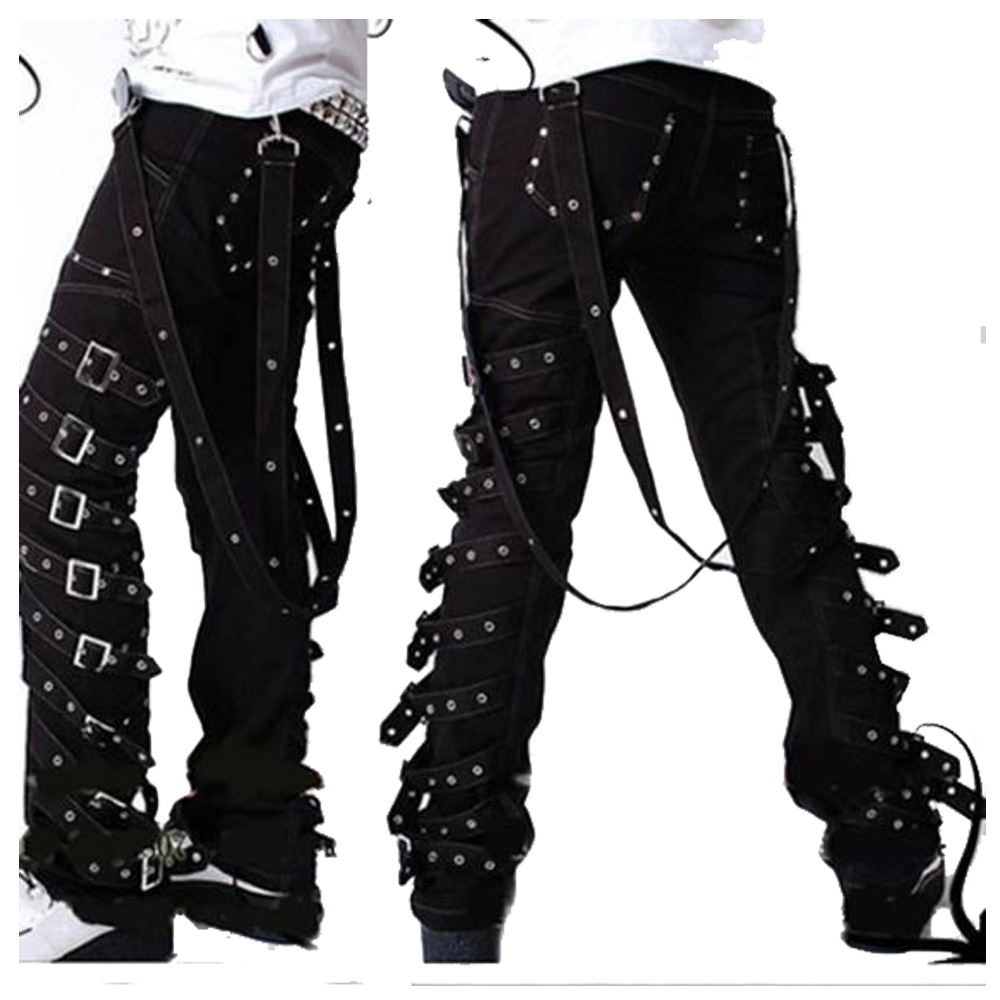 Customized Latest Fashion Men Black Gothic Pant