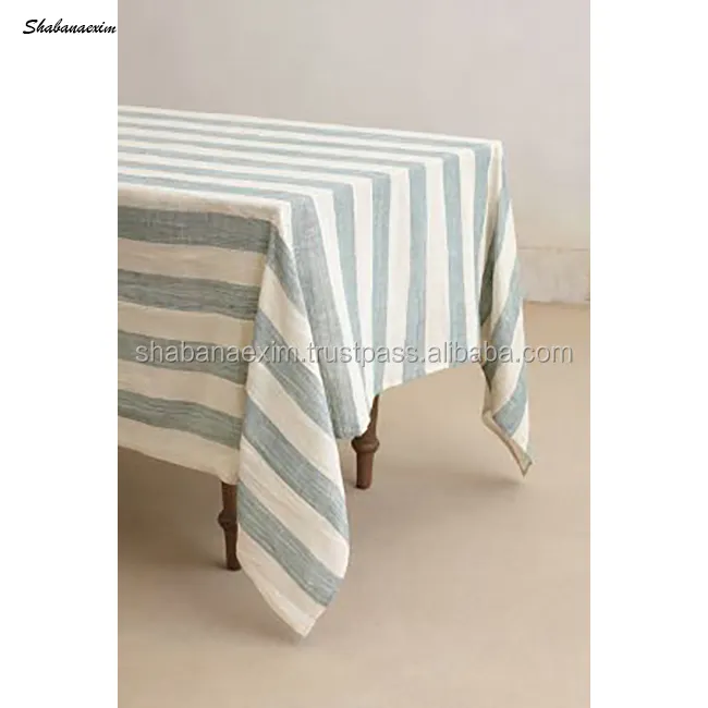 Tea Table Cloth Cover Washable Custom Size Striped Dining Table Cover Solid Colors Christmas Table Cloth from India