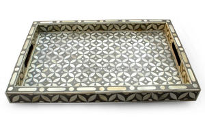 Bandeja para servir con incrustaciones de hueso, resina MDF y mármol con incrustaciones de nácar para hoteles, restaurantes, hogares o utensilios de cocina - Product Image 3