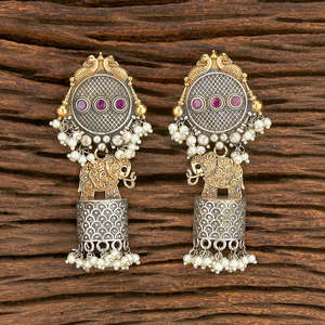 อินโดตะวันตกสองโทนชุบนกยูงต่างหู103083 - Product Image 3